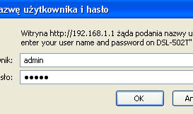 Konfiguracja routera ADSL - logowanie