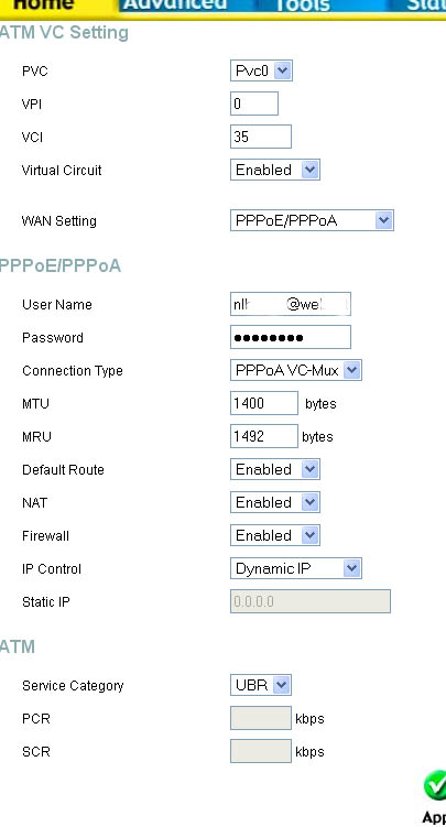 Konfiguracja routera ADSL - po��czenie PPPoA