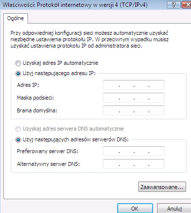 W�a�ciwo�ci protoko�u TCP/IP - Vista