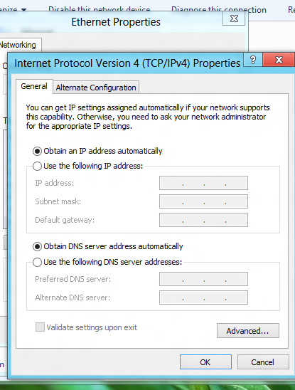 Windows 8 - Właściwości protokołu TCP/IP v4 Windows 8 - Właściwości protokołu TCP/IP v4